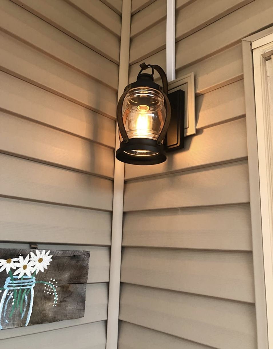 Antique Outdoor wall light Textured Black and Barnwood Finish Etsy