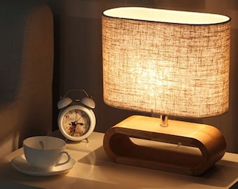 Bedside lamp, retro lamp, Wooden Table Lamp , Light For Bedroom , Nightlight,