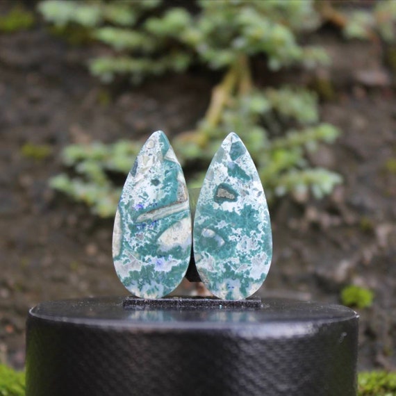 Blue Tide Seam Agate Pair Etsy