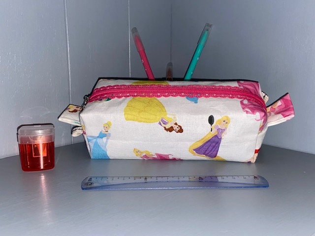 Trousse à Crayons Rectangulaire avec Anses et Doublure Fermeture Glissière - Princesses