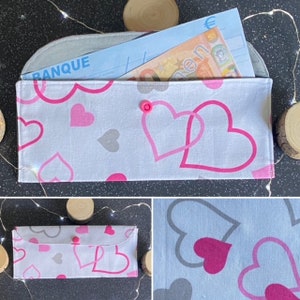 Enveloppe / pochette cadeau en tissu imprimé pour chèque, billet, ticket, jeux à gratter, place de concert...