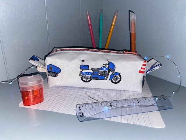 Trousse à Crayons Rectangulaire avec Anses et Doublure Fermeture Glissière - Police