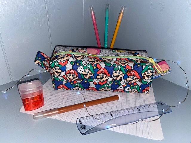 Trousse à Crayons Rectangulaire avec Anses et Doublure Fermeture Glissière - Super Mario 3/Luigi