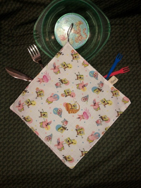 Serviette de Table en Tissu Coton et Éponge Modèle Enfant Bob L'eponge