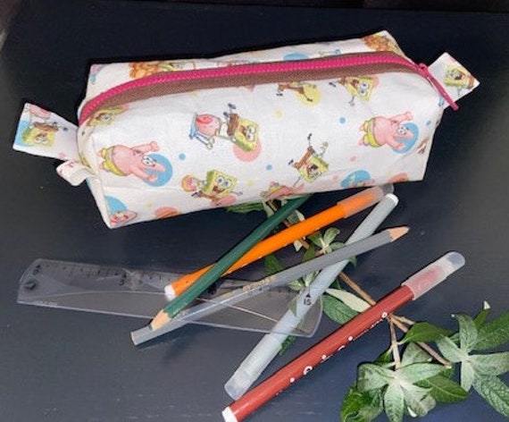 Trousse à Crayons Rectangulaire avec Anses et Doublure Fermeture Glissière - Bob L'éponge