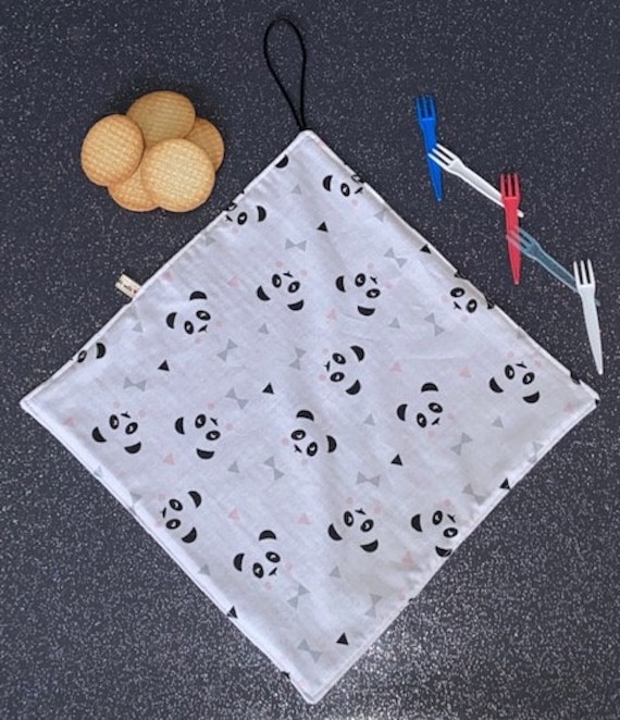 Serviette de Table en Tissu Coton et Éponge Modèle Enfant Têtes Pandas