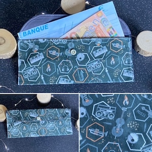 Enveloppe / pochette cadeau en tissu imprimé pour chèque, billet, ticket, jeux à gratter, place de concert...