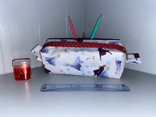 Trousse à Crayons Rectangulaire avec Anses et Doublure Fermeture Glissière - La Reine Des Neiges
