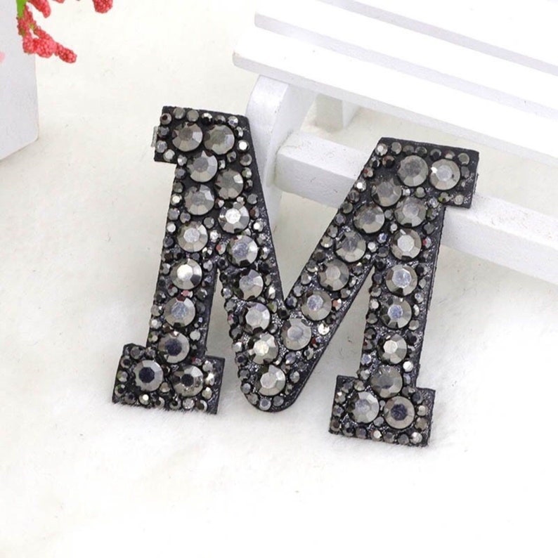 Rhinestone letter patch Uniforms decorate 26 Alphabet PATCH silver shining Patches Sew on dEmbroidery A B C D E F G H IJ K L M