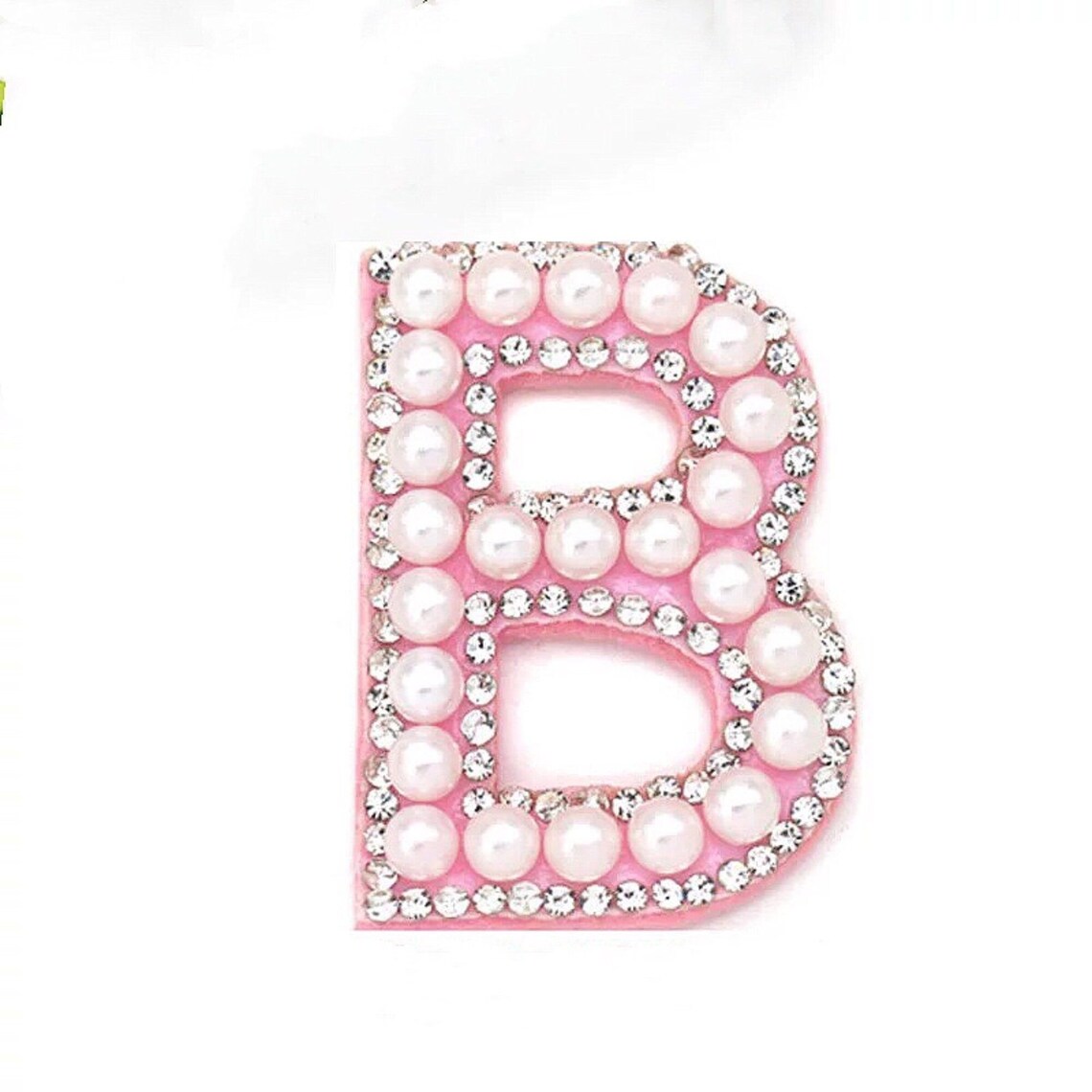 26 Alphabet PATCH Pearl Rhinestone Pink Letter Patch Sparkle Etsy