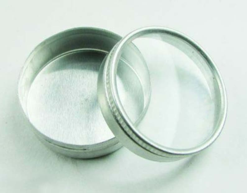 2 Pack24 Pcs Put Box Aluminium Jar With Glass Lid Set Big Size 40 mm Weekend Sale