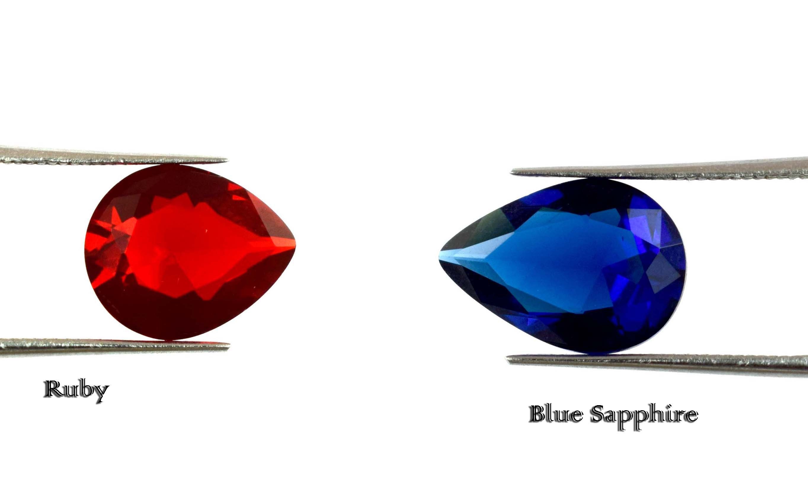 Natural Blue Sapphire & Red Ruby Gemstone Pair 6.90 Ct Pear Etsy