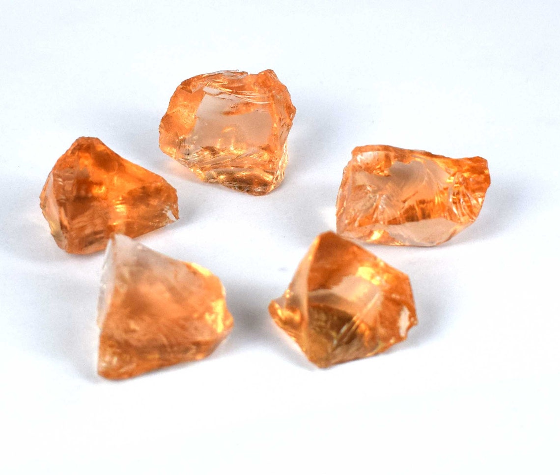Gemstone Rough 150 Ct./5 Pcs Orange Topaz Brazilian Lot | Etsy