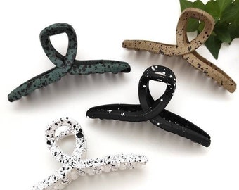 Pince à cheveux en forme de griffe pour femme |  Accessoires pour cheveux de peinture en aérosol | Griffe de grande taille | Griffe à tenue forte pour cheveux épais | Vert, noir, blanc