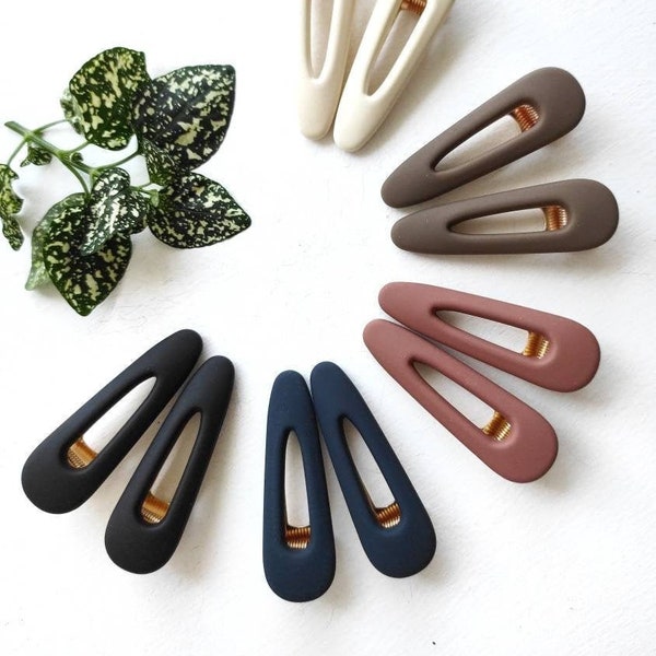 1pc Minimalist Acrylic hair clips | Morandi Matte color | teardrop Duckbill clips | Black, Navy blue, Cream , Taupe, Redwood