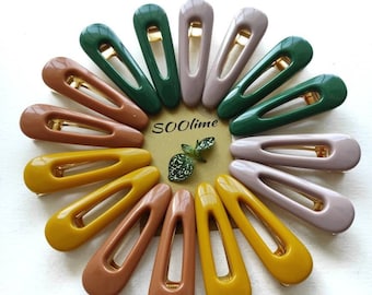 Resin teardrop hair clips| Solid color hair clips| hair barrettes | Acrilic Hair pins | duckbill | Mustard, Squash,  Green, Boho