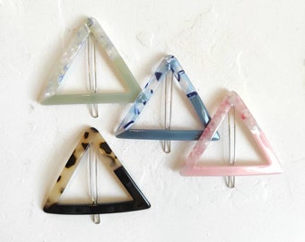 Acrylic Marble hair clips,  Accent barrette, Triangle Hair accessories pin , retro, Shell , Tortoise, blue, Light green, Pink, Black
