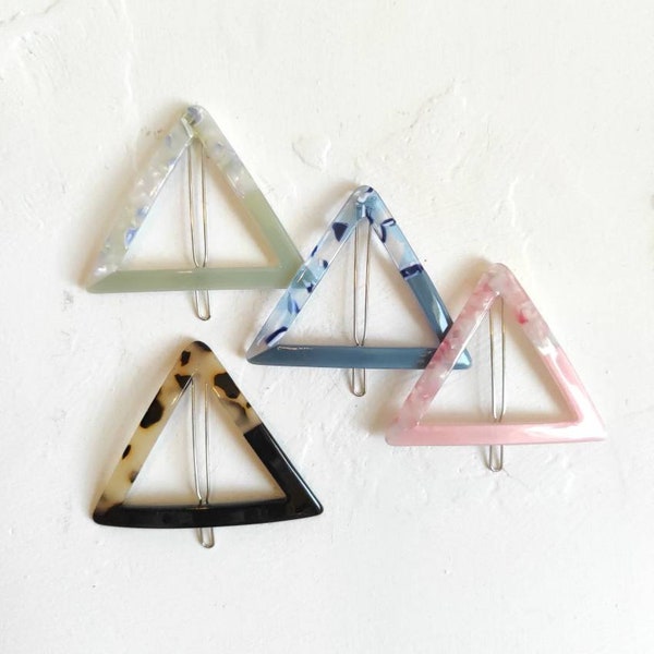 Acrylic Marble hair clips,  Accent barrette, Triangle Hair accessories pin , retro, Shell , Tortoise, blue, Light green, Pink, Black