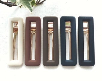 1pc Minimalist Acrylic hair clips | Morandi Matte color | Rectangle Duckbill clips | Black, Navy blue, Cream, Taupe, Redwood