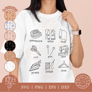 Ensemble SVG étapes de couture pour Cricut, motifs par sublimation - téléchargement immédiat - cadeaux de couture bricolage - art mural - tasses et vêtements personnalisés