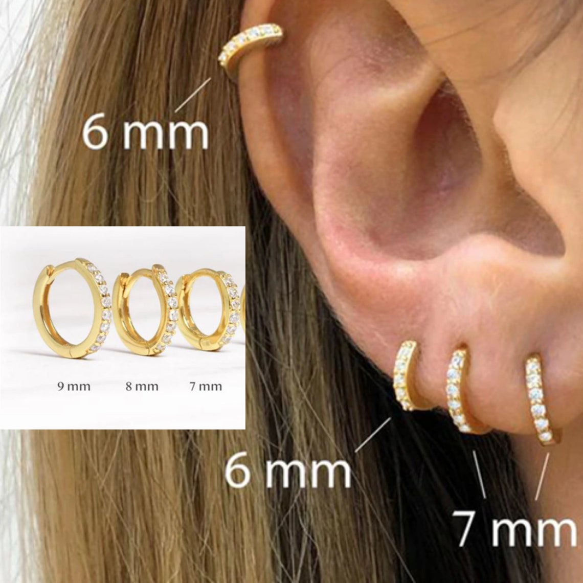 Small Hoop Earrings Y2k Earrings Sleeper Earrings Tiny Etsy