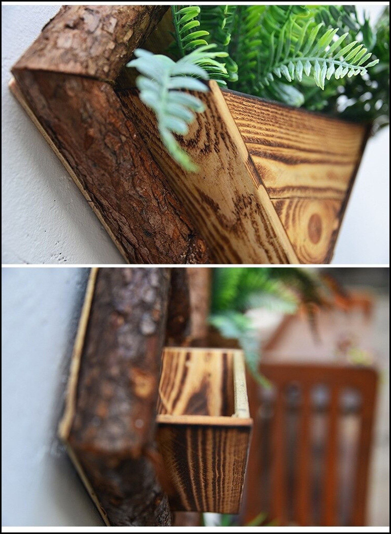 NEW Wall Hanging Flower Pots Wooden Flower Container Wood Etsy