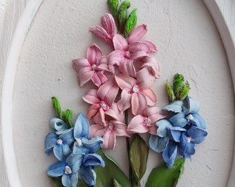 sculpture art, Hyacinth Bouquet, Hyacinth Sculpture Painting, 3D Flower Painting, Flower Mural, Texture Painting, Realistic Flowers, 3d art