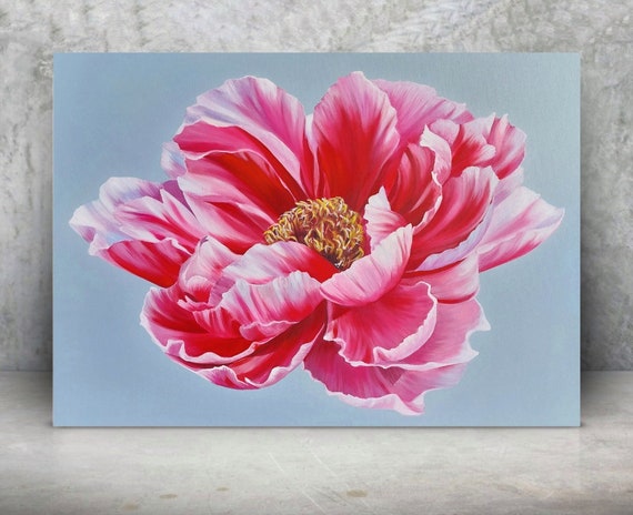 Peony Painting, Acrylic Artwork, Floral Acrylics, Botanical