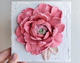 sculpture painting roses, three-dimensional flowers with plaster, 3d flower painting, sculpture art, wall decor, painting for home, ACEO