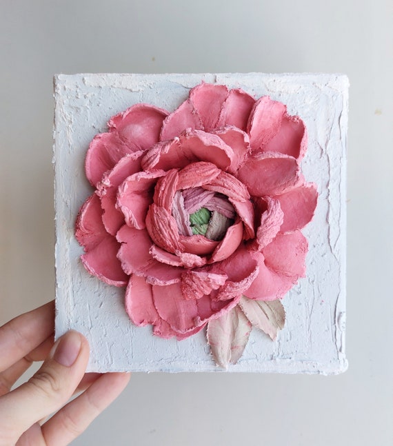 彫刻画のバラ、石膏を使った立体的な花、3D花の絵画、彫刻アート 彫刻画のバラ、石膏を使った立体的な花、3D花の絵画、彫刻アート
