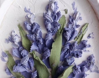 Lavender three-dimensional painting, three-dimensional gypsum flowers, 3D flower painting, art sculpture, sculpture art, plaster panel