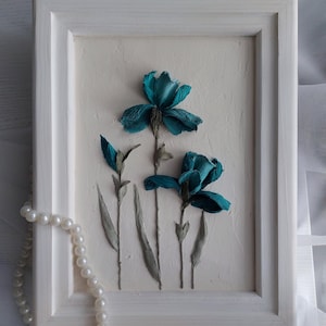 sculpture peinture iris, fleurs de gypse en trois dimensions, peinture de fleurs 3D, sculpture d'art, décoration murale, tableau pour la maison, panneau de plâtre