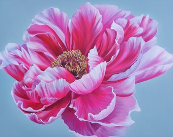 Peony Painting, Acrylic Artwork, Floral Acrylics, Botanical