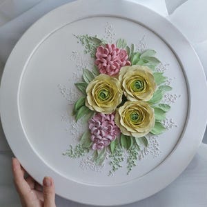 Art mural floral 3D, Sculpture florale, Décoration murale texturée faite main, Commande personnalisée