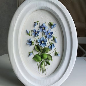 3D Sculptural Painting Violet Flowers, Plaster Wall Art, Textured Floral Artwork, Handmade Relief Painting, Flower Decor, Unique Gift