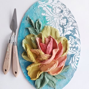 Sculptural painting 3d,sculpture painting, panels with decorative plaster, three-dimensional painting, plaster roses, stucco molding,impasto