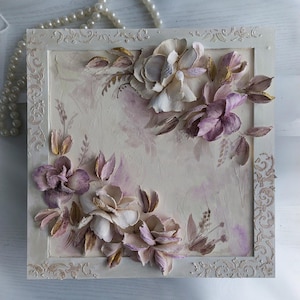 Art mural 3D, peinture sculpturale de plantes succulentes, fleurs vertes avec du gypse, composition sculpturale de fleurs, peinture texturée, sculpture d'art