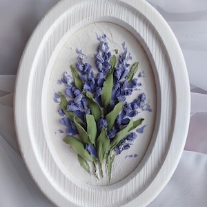 peinture sculpture lavande, sculpture d'art, fleurs de gypse en trois dimensions, peinture de fleurs 3D, sculpture d'art, sculpture sur panneau, beaux-arts