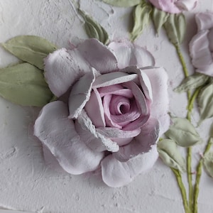 Peinture sculpture roses, fleurs de gypse tridimensionnelles, peinture florale 3D, sculpture d'art, décoration murale, panneau pour la maison, panneau de plâtre