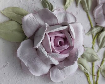 Roses sculpture painting, three-dimensional gypsum flowers, 3D flower painting, art sculpture,wall decor, panel for home, plaster panel