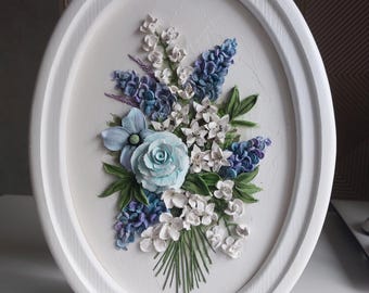 Custom 3D Floral Sculpture Painting, Wedding Bouquet Keepsake, Plaster Art