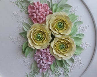3D Floral Wall Art, Sculpture Flower Painting, Handmade Textured Wall Decor, Custom Order