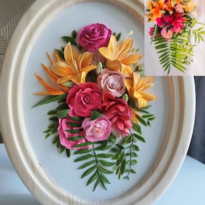 3D Sculptural Wedding Bouquet Painting from Photo – Handmade Plaster Bridal Bouquet Art, Personalized Wedding Gift, Wall Decor Keepsake