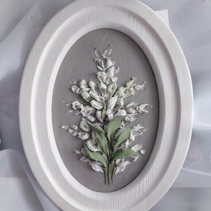 peinture sculpture lavande, sculpture d'art, fleurs de gypse en trois dimensions, peinture de fleurs 3D, sculpture d'art, sculpture sur panneau, beaux-arts