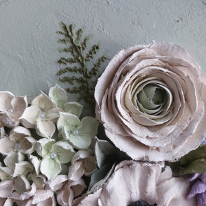Bouquet de mariée 3D en plâtre, bouquet d'anémones et d'hortensias, peinture sculpturale d'anémones, peinture 3D basée sur votre photo