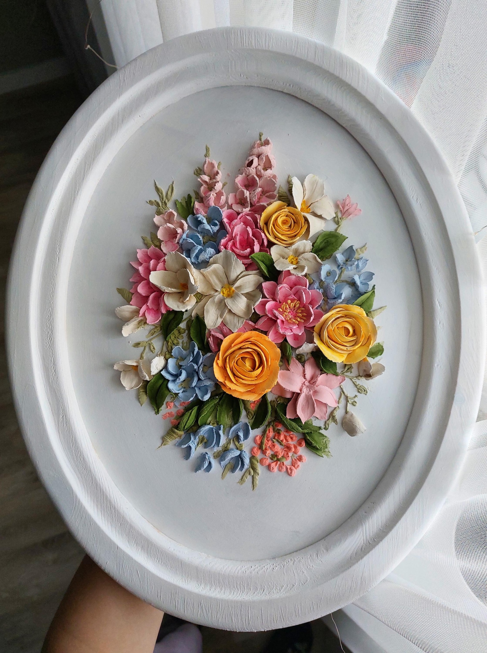 3D Sculptural Wedding Bouquet Painting from Photo – Handmade Plaster Bridal Bouquet Art, Personalized Wedding Gift, Wall Decor Keepsake