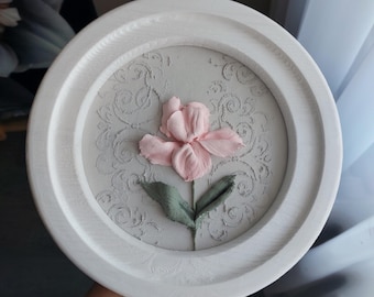 sculpture painting iris, three-dimensional gypsum flowers, 3D flower painting, art sculpture,wall decor,bas-relief painting,plaster panel