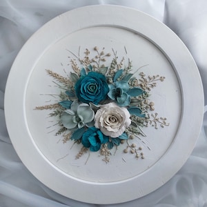Art mural floral 3D sur plâtre, peinture sculpturale personnalisée, bouquet rond texturé, décoration murale faite main, bouquet de mariage