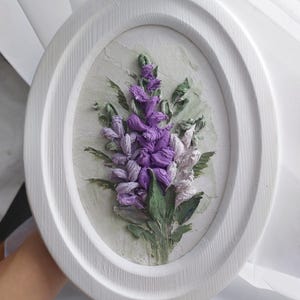Art de la sculpture, bouquet de fleurs sauvages, fleurs violettes, peinture de sculpture, peinture de fleurs 3D, peinture de fleurs, peinture de texture, oeuvre d'art originale