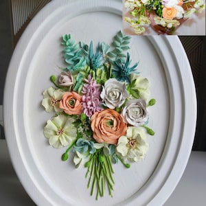 Bridal Bouquet Preservation, Custom 3D Floral Painting from Photo, Handmade Plaster Flower Wall Art, Wedding Keepsake Gift